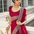 Red Embellished Saree With Unstitched Blouse Piece