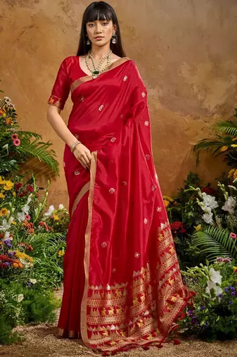 Ethnic Motifs Woven Design Saree with Unstitched Blouse