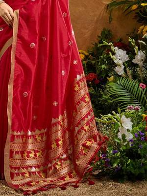 Ethnic Motifs Woven Design Saree with Unstitched Blouse 6
