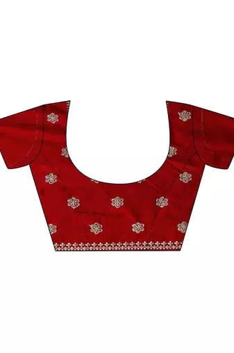 Red Bandhani Printed Saree With Unstitched Blouse Piece