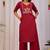 Maroon embroidery cotton kurta with pant
