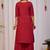 Maroon embroidery cotton kurta with pant