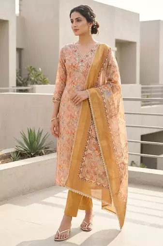rust summer linen cotton ethnic salwar kameez