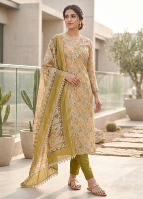 green summer linen cotton ethnic salwar kameez 1
