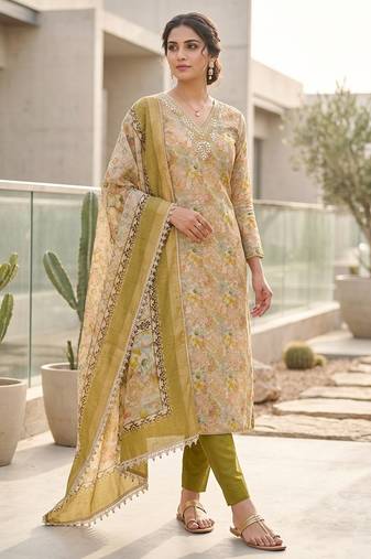 green summer linen cotton ethnic salwar kameez