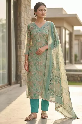 firozi summer linen cotton ethnic salwar kameez