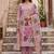 pink ethnic graceful shimmer linen cotton suit for girls