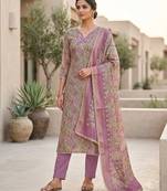 purple summer linen cotton ethnic salwar kameez