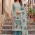 blue ethnic graceful shimmer linen cotton suit for girls