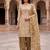 olive ethnic graceful shimmer linen cotton suit for girls