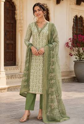 green summer linen cotton ethnic salwar kameez 1