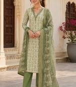 green summer linen cotton ethnic salwar kameez