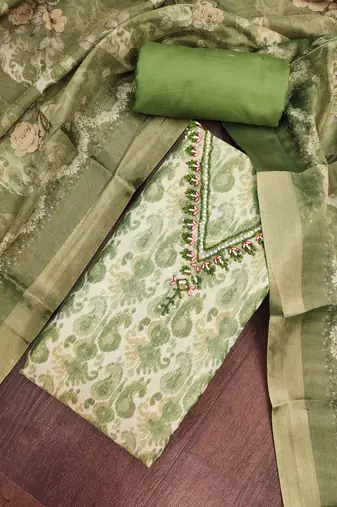 green summer linen cotton ethnic salwar kameez