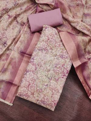 pink ethnic graceful shimmer linen cotton suit for girls 2