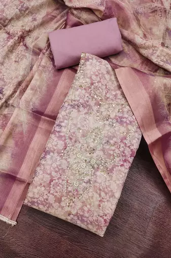 pink ethnic graceful shimmer linen cotton suit for girls