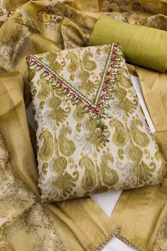 olive summer linen cotton ethnic salwar kameez
