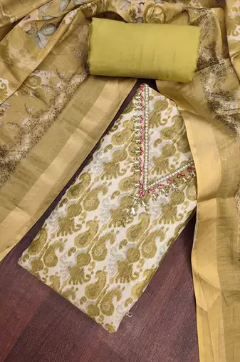 olive summer linen cotton ethnic salwar kameez