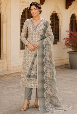 grey summer linen cotton ethnic salwar kameez 1