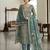 blue ethnic graceful shimmer linen cotton suit for girls