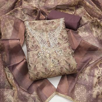 mauve ethnic graceful shimmer linen cotton suit for girls 3