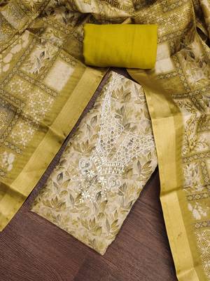 green ethnic graceful shimmer linen cotton suit for girls 2