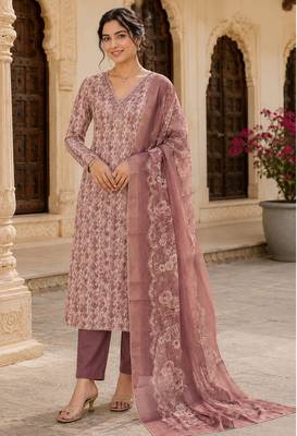brown summer linen cotton ethnic salwar kameez 1