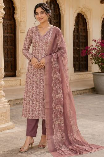 brown summer linen cotton ethnic salwar kameez