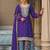 purple ethnic embroidered chinon palazzo dress for girls