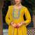 yellow ethnic embroidered chinon palazzo dress for girls