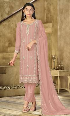 light pink graceful embroidered ethnic salwar kameez 1