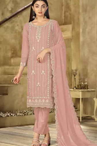 light pink graceful embroidered ethnic salwar kameez