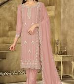light pink graceful embroidered ethnic salwar kameez