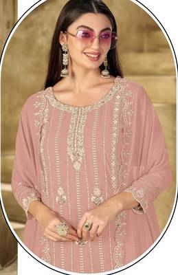 light pink graceful embroidered ethnic salwar kameez 2