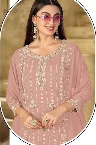 light pink graceful embroidered ethnic salwar kameez