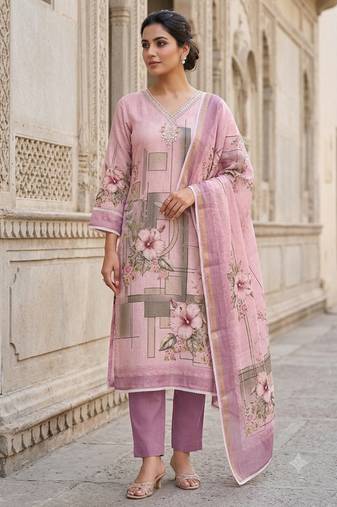 pink summer linen cotton ethnic salwar kameez