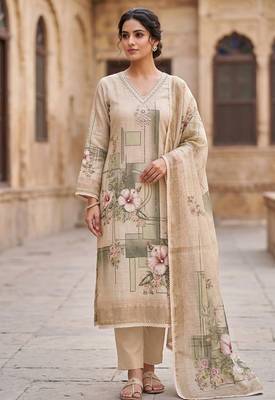 peach summer linen cotton ethnic salwar kameez 1