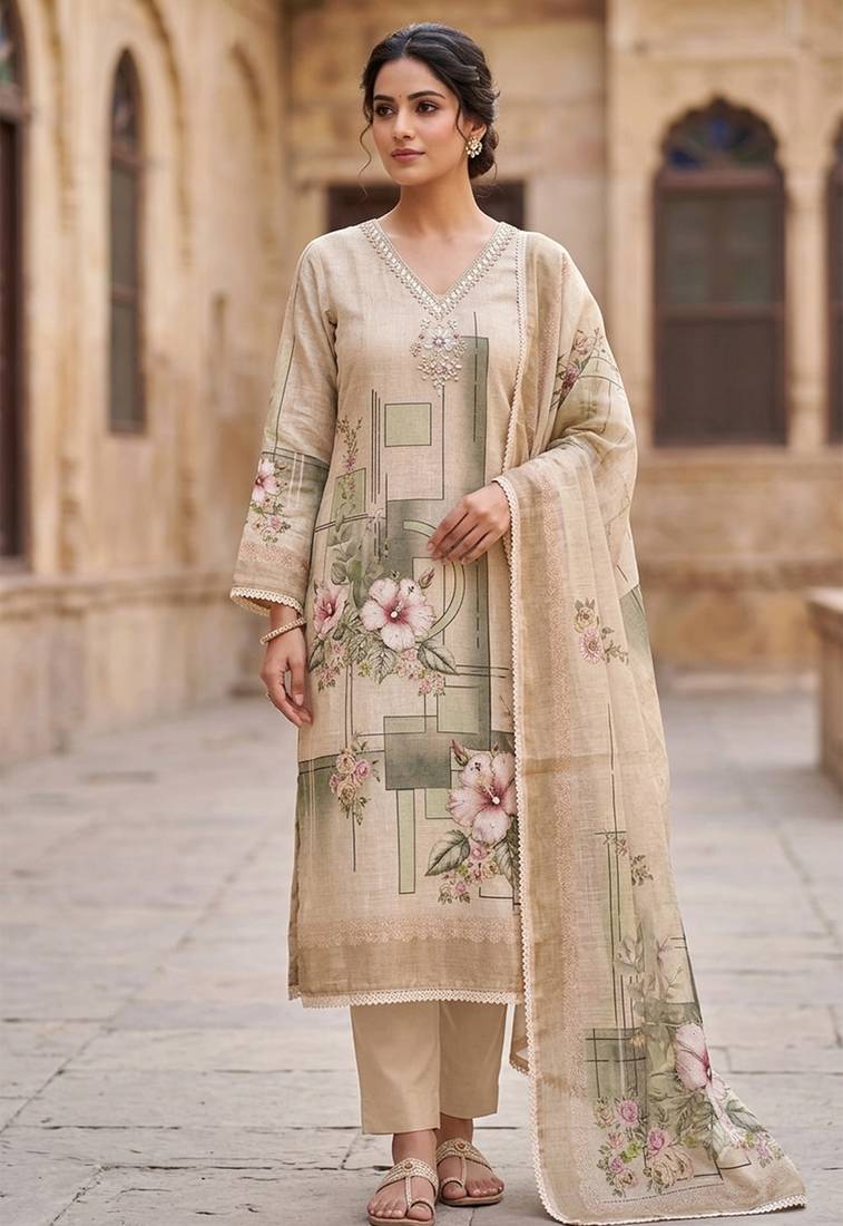 peach summer linen cotton ethnic salwar kameez