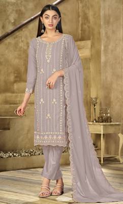 taupe graceful embroidered ethnic salwar kameez 1