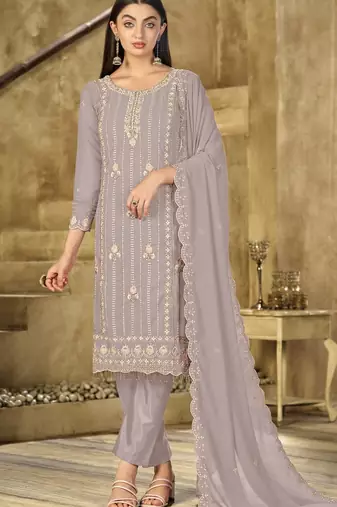 taupe graceful embroidered ethnic salwar kameez