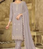 taupe graceful embroidered ethnic salwar kameez