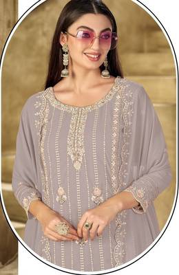 taupe graceful embroidered ethnic salwar kameez 2