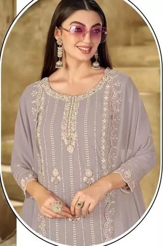 taupe graceful embroidered ethnic salwar kameez
