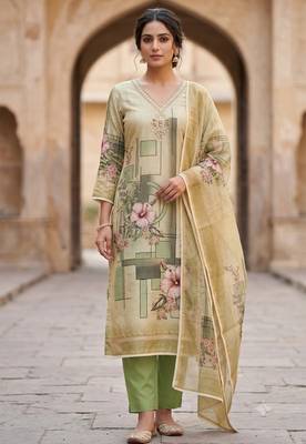 green summer linen cotton ethnic salwar kameez 1