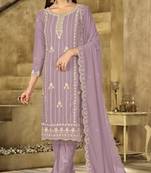 mauve graceful embroidered ethnic salwar kameez