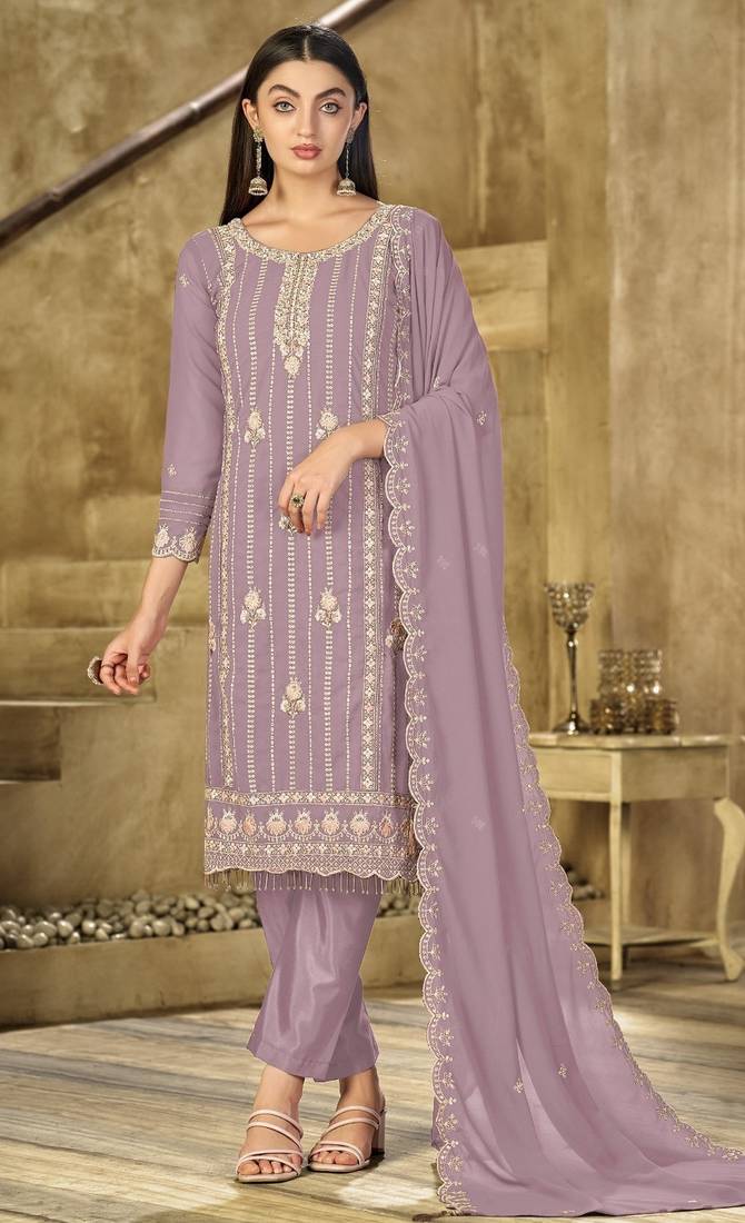 mauve graceful embroidered ethnic salwar kameez