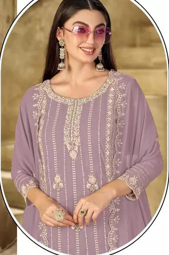 mauve graceful embroidered ethnic salwar kameez