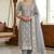 grey banarasi cotton ethnic partywear suit for girls