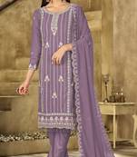 lavender graceful embroidered ethnic salwar kameez
