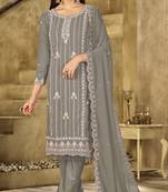 grey graceful embroidered ethnic salwar kameez