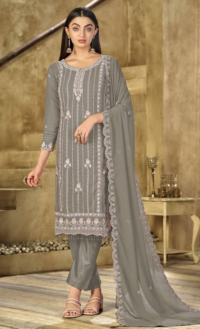 grey graceful embroidered ethnic salwar kameez